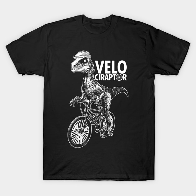 Cyclist Velociraptor Cycling Funny Dinosaur Riding Bicycle Velo Gift For Cyclist T-Shirt by IloveCycling